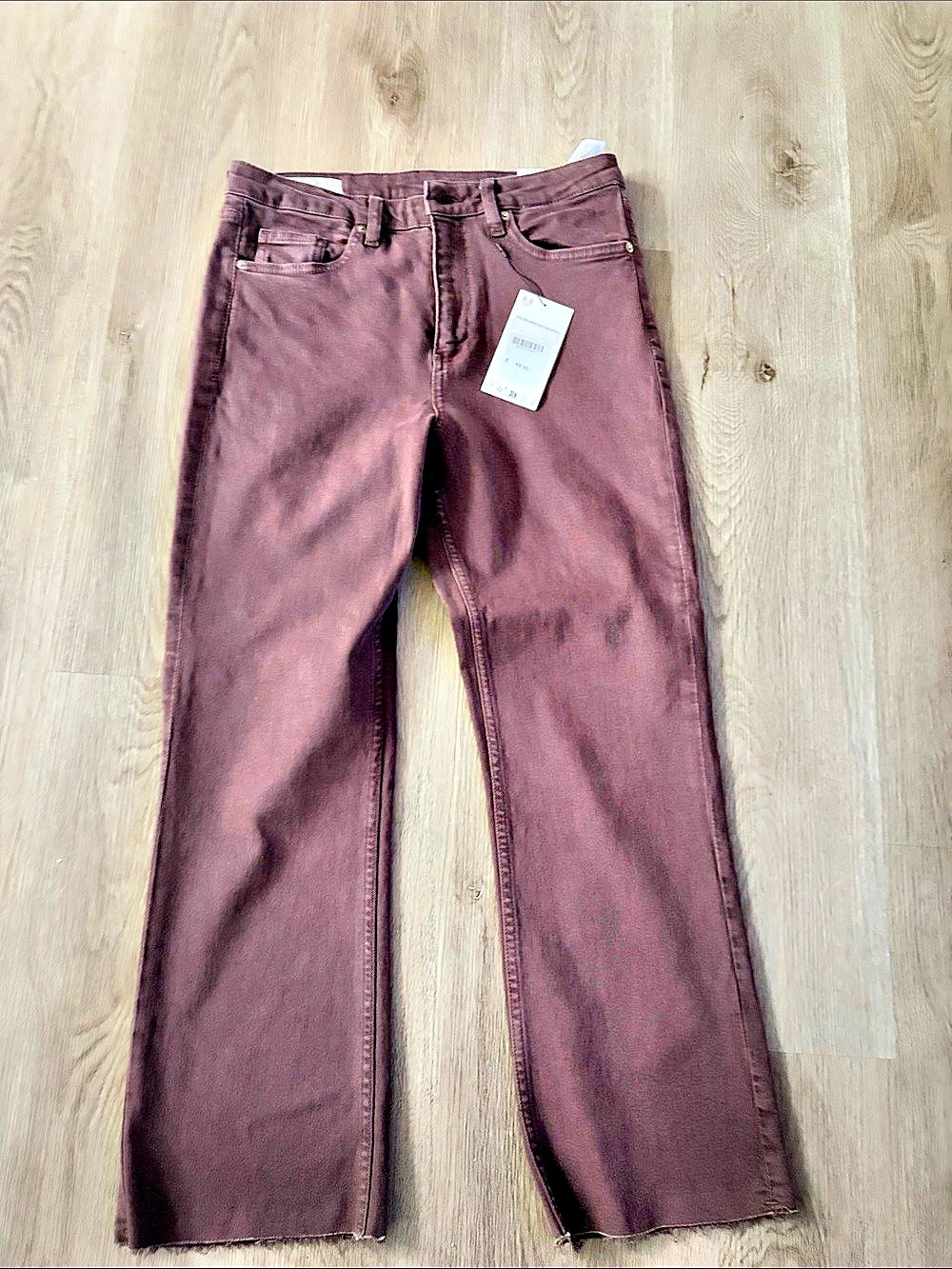 Zara Crop Flare High-Rise Jeans Purple Waist 42 NWT